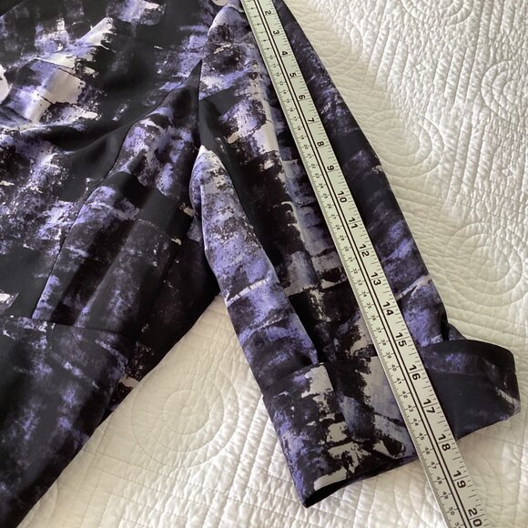 Sejour Womens Open Front Kimono Jacket Size 18W Black & Purple Abstract Print - Picture 12 of 16